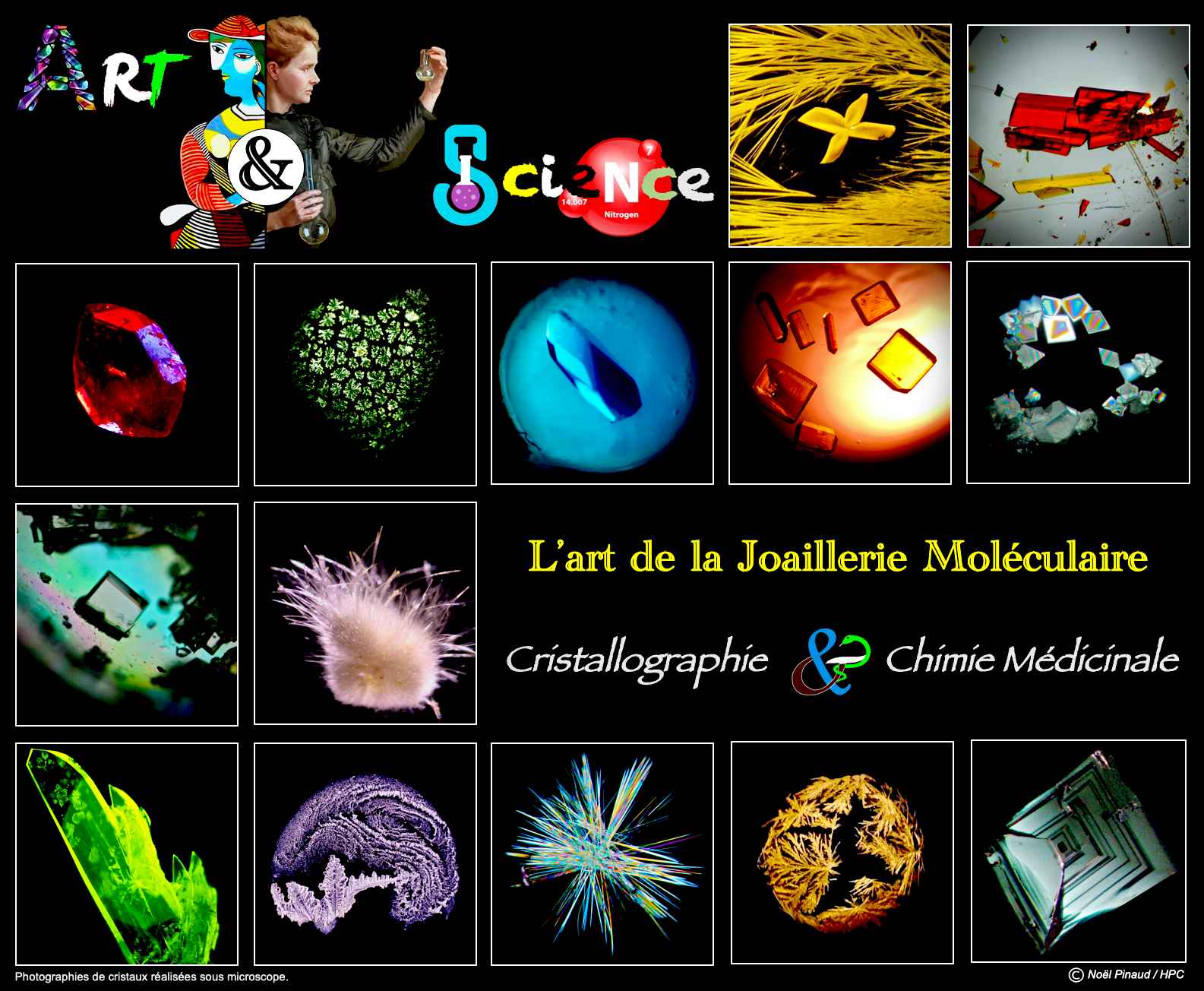 Photographies de cristaux réalisées sous microscope © Noël Pinaud